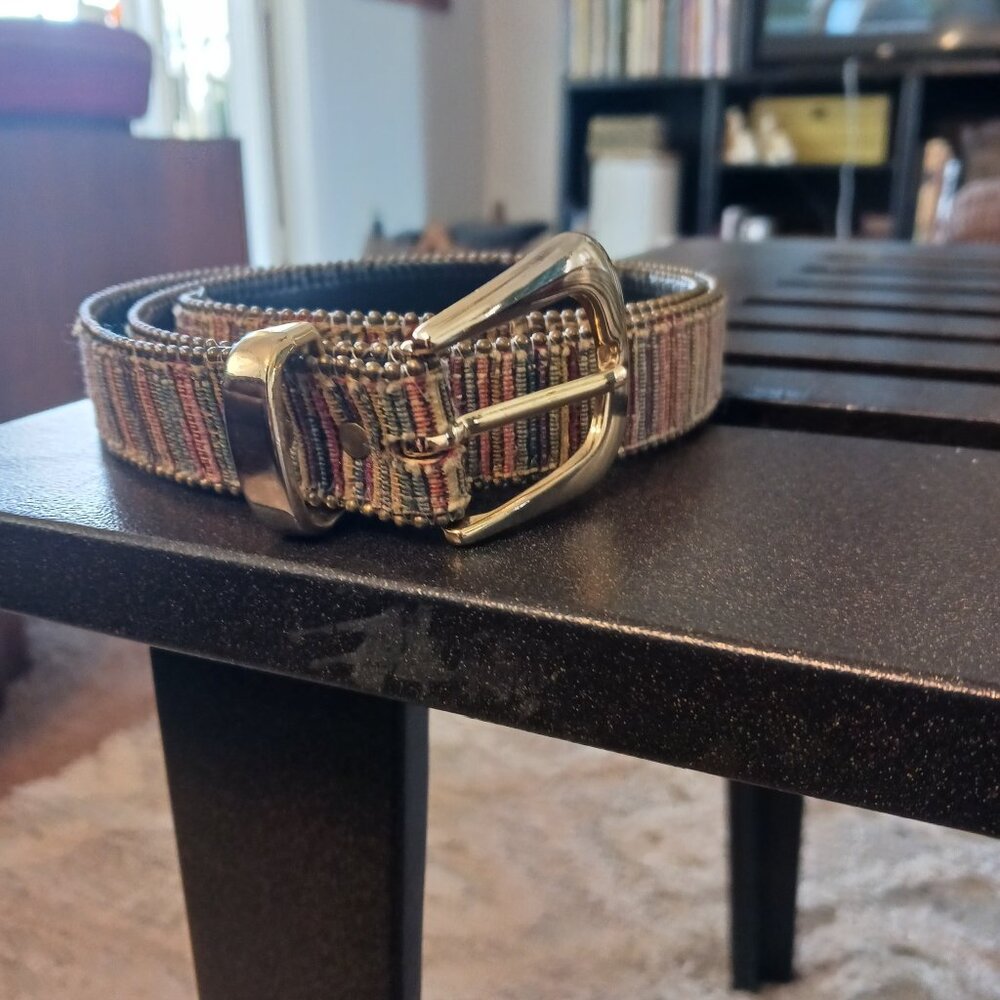 Elite Vintage Belt Rainbow Tribal Aztek 90s Woman Medium Gold Hardware